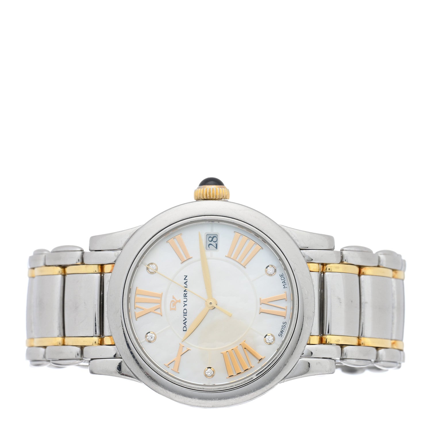 David Yurman Stainless Steel 18K Yellow Gold Diamond Mother of Pearl 38mm Classic Quartz Watch 2 of 4