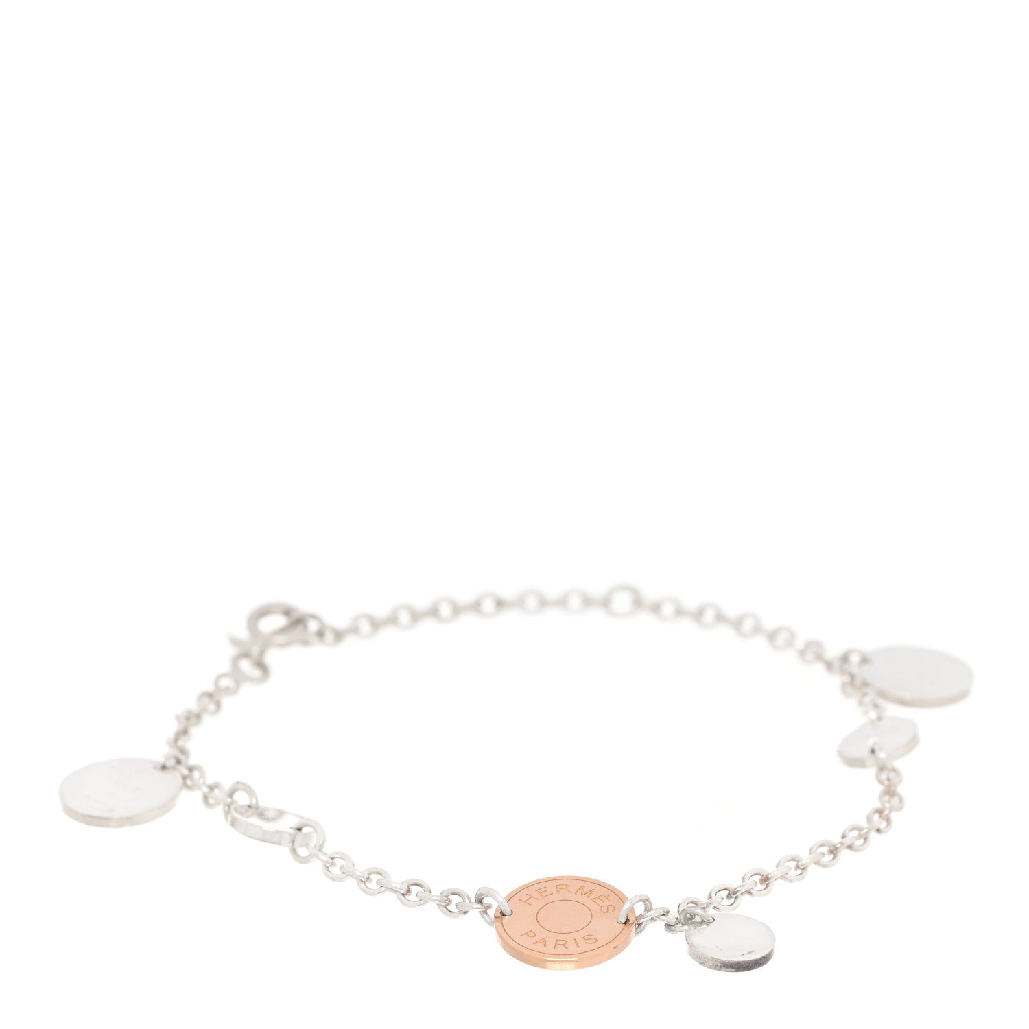 Hermes Sterling Silver 18K Rose Gold Confettis Bracelet ST 1 of 4