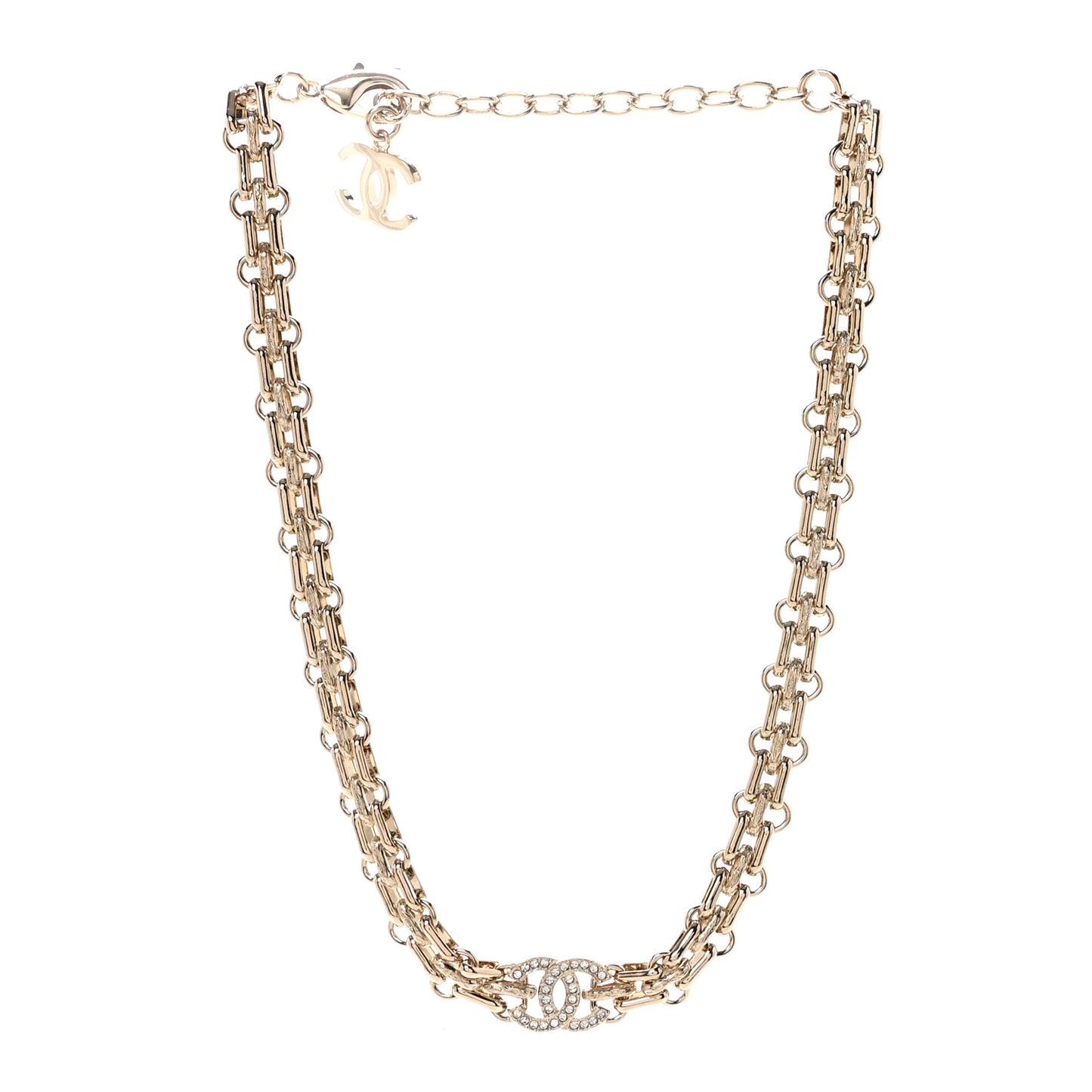 Metal Crystal CC Choker Necklace Gold