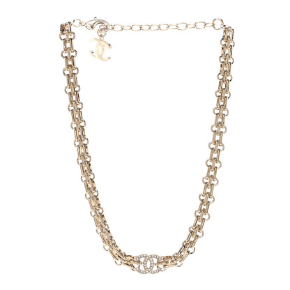 Chanel Metal Crystal CC Choker Necklace Gold 3 of 7
