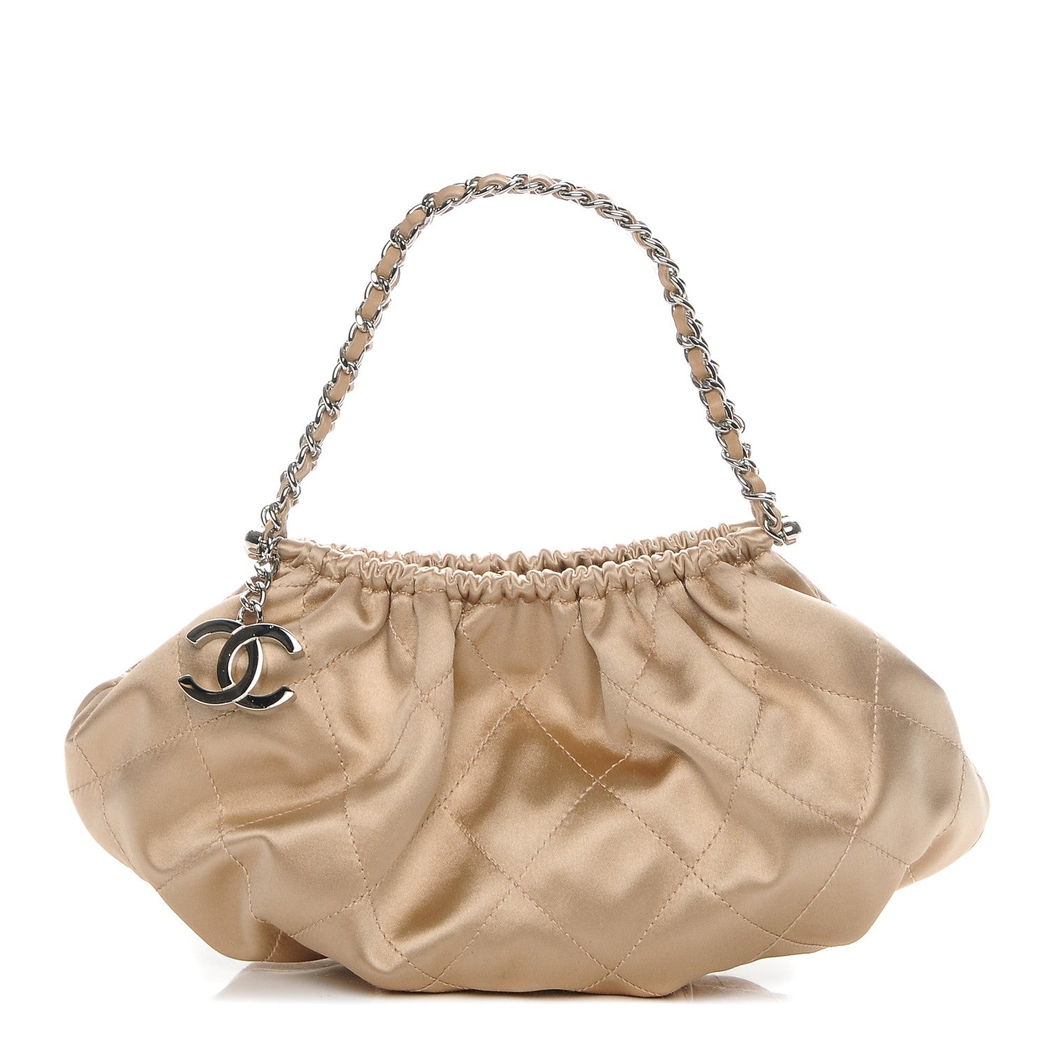 Chanel Satin Diamond Stitch Croissant Pochette Beige 1 of 7