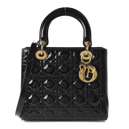 Christian Dior Patent Cannage Medium Lady Dior Black 1 of 9