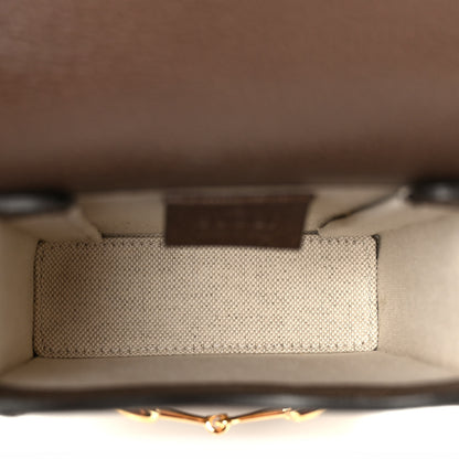 Gucci Monogram Jumbo GG Textured Dollar Calfskin Mini Horsebit 1955 Crossbody Bag Camel Ebony New Acero 5 of 11