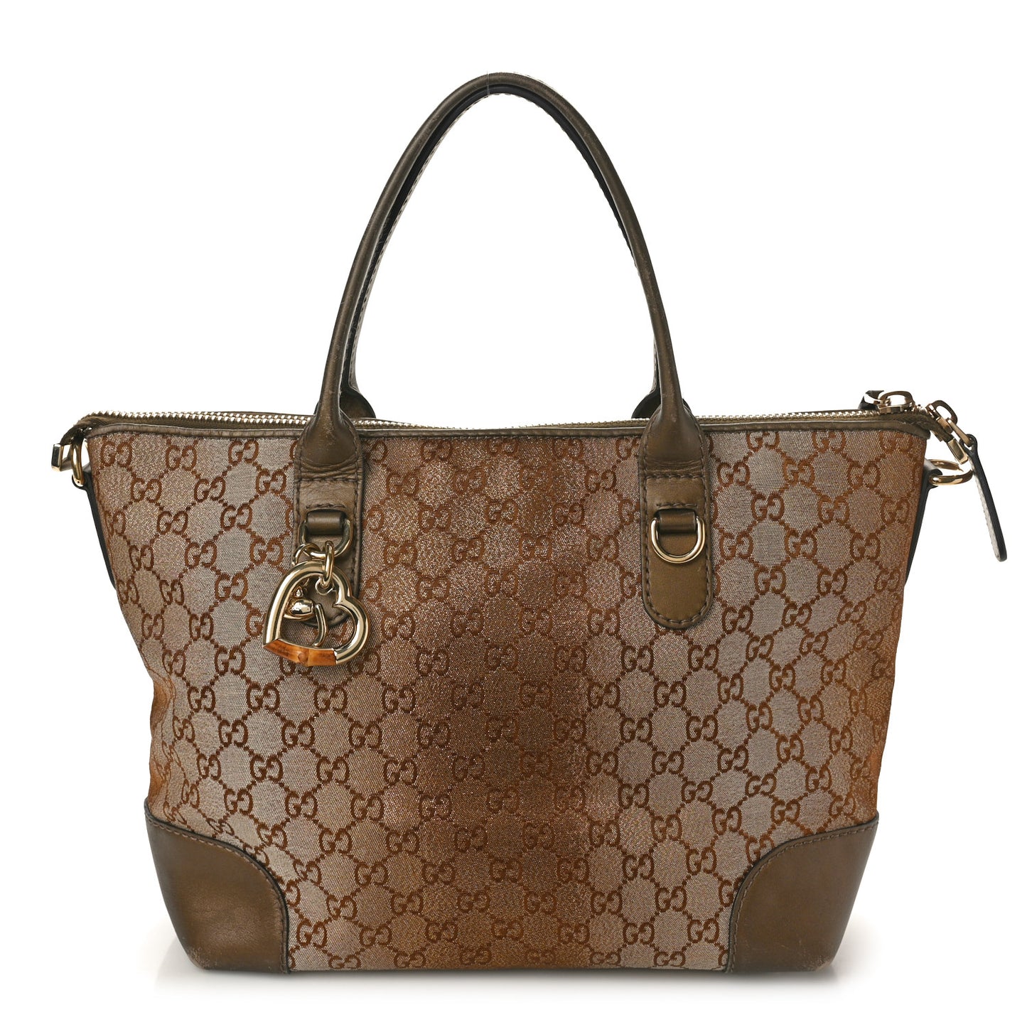 Monogram Lurex Heart Bit Charm Top Handle Tote Bronze