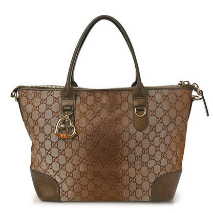 Gucci Monogram Lurex Heart Bit Charm Top Handle Tote Bronze 1 of 15