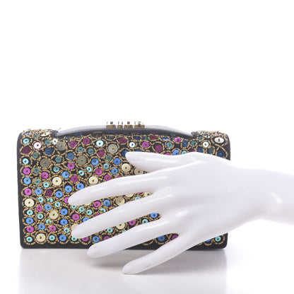 Christian Dior Sequin Suede Calfskin Logo Clutch Black Multicolor 2 of 12