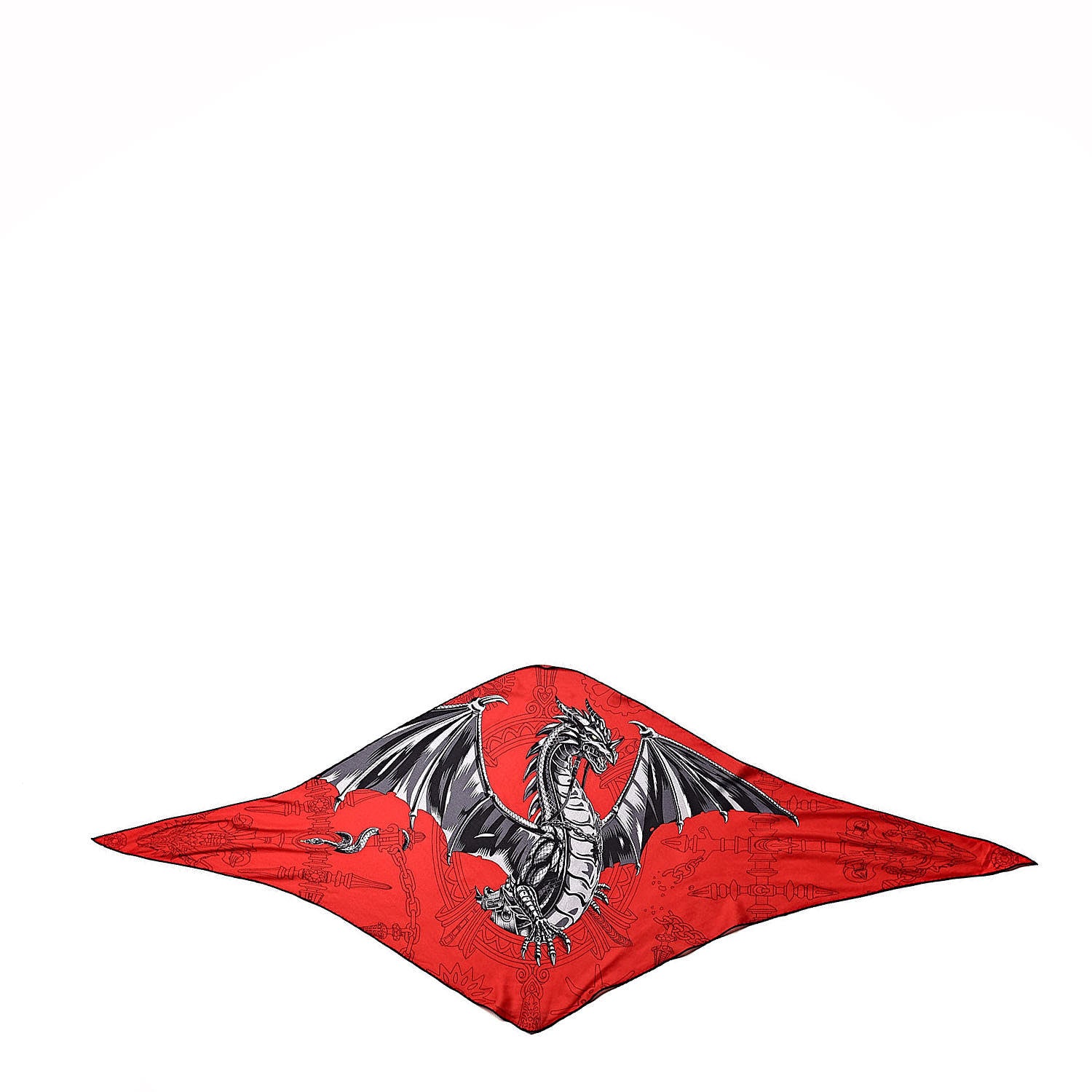 Hermes Cashmere Silk Dragon Triangle Shawl 1 of 4