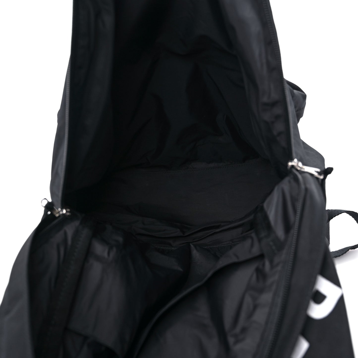 Sport Nylon Logo Embroidered Wheel Backpack Black White