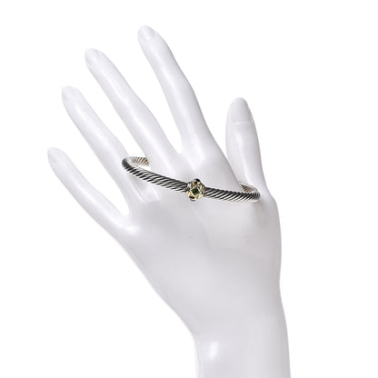 David Yurman Sterling Silver 14K Yellow Gold Chrome Diopside Blue Topaz 5mm Cable Renaissance Station Bracelet 2 of 4
