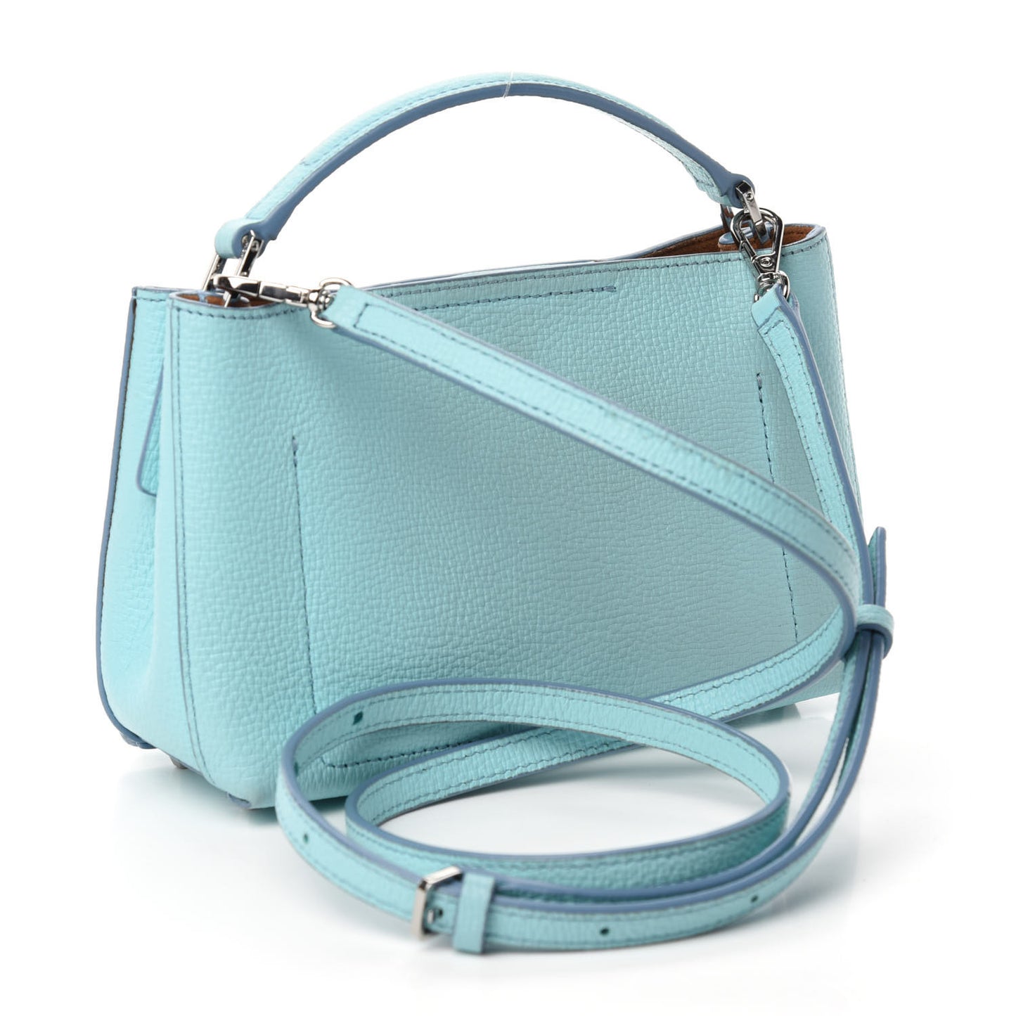 Grained Calfskin Mini Tote Light Blue