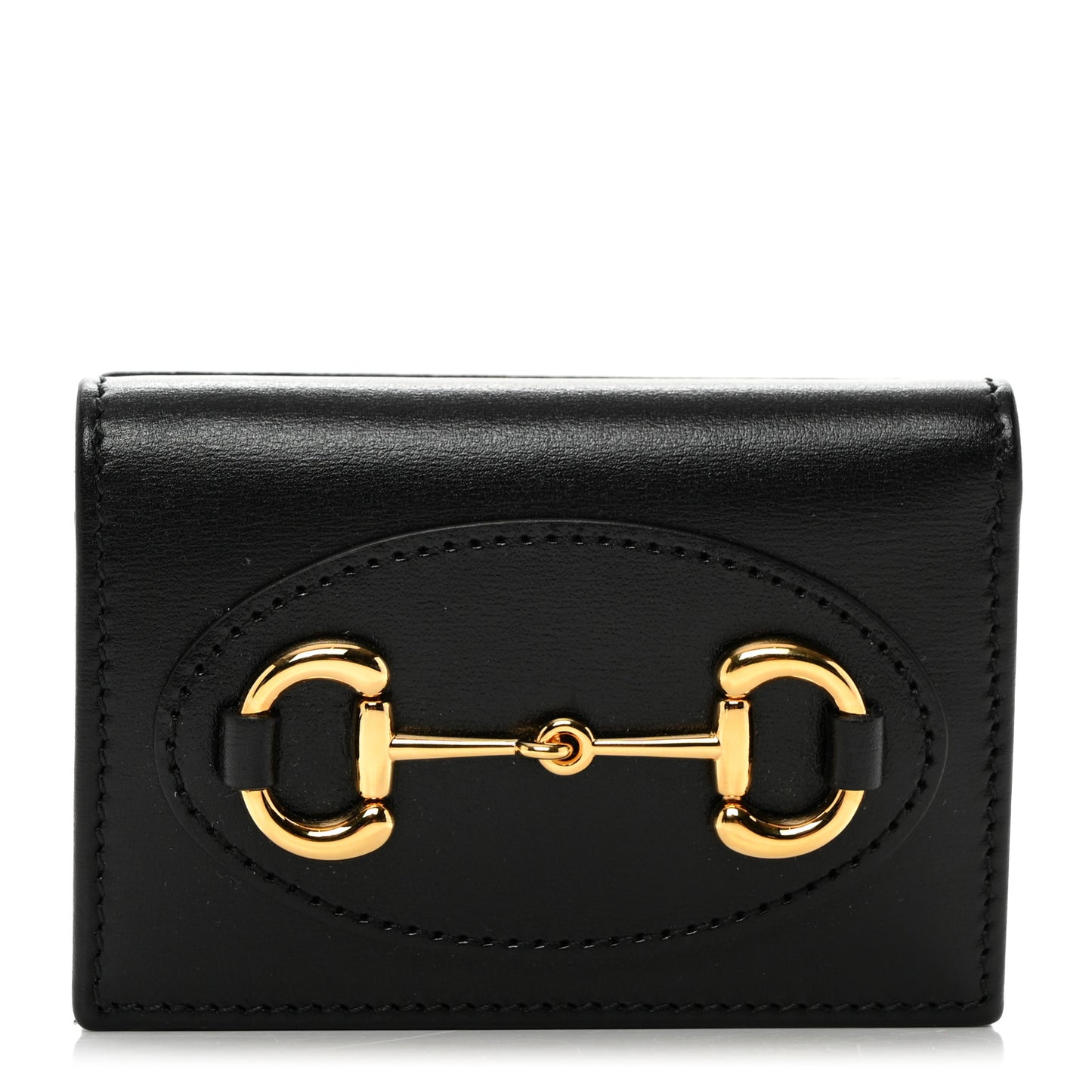 Boarded Plutone Calfskin Horsebit 1955 Tri Fold Wallet Black