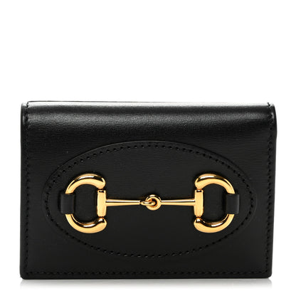 Gucci Boarded Plutone Calfskin Horsebit 1955 Tri Fold Wallet Black 1 of 8