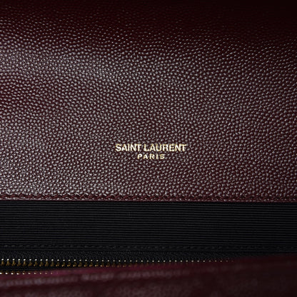 Saint Laurent Grain De Poudre Mixed Matelasse Large Triquilt Monogram Satchel Rouge Legion 8 of 9