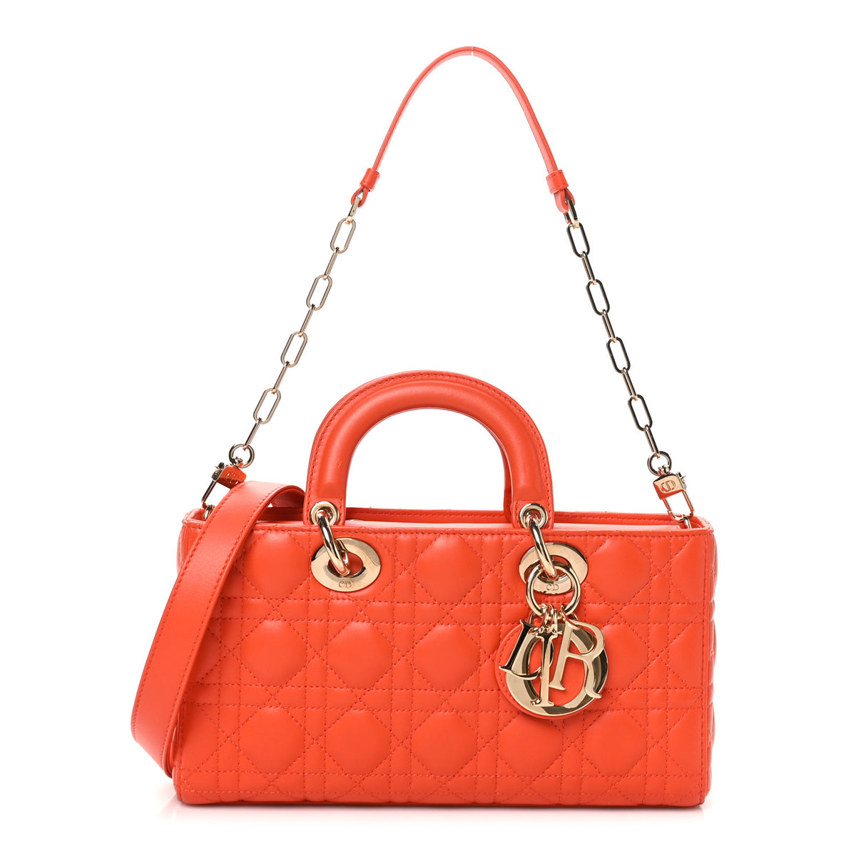 Christian Dior Lambskin Cannage Small Lady D-Joy Orange 1 of 10