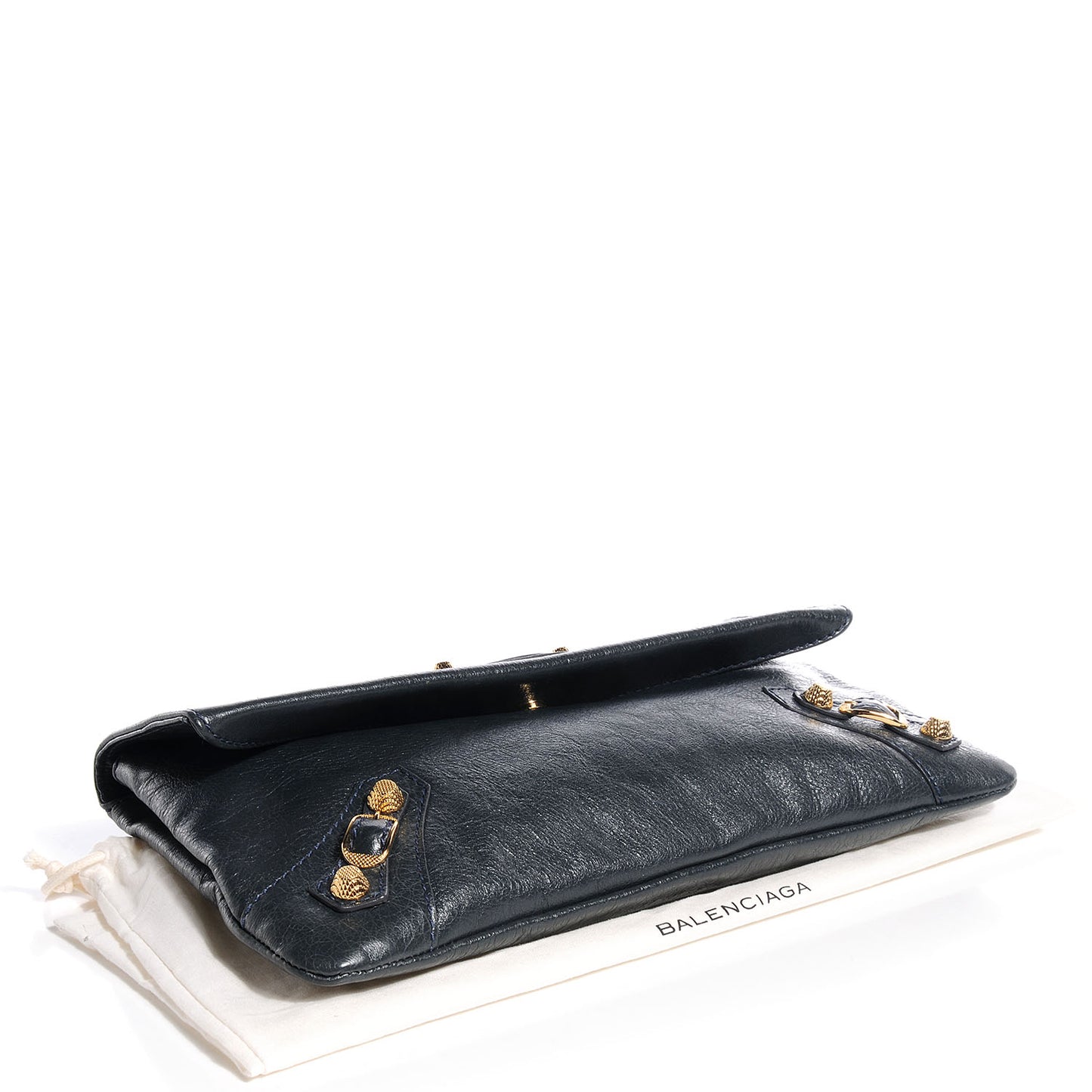 Agneau Giant 12 Gold Hardware Envelope Clutch Anthracite