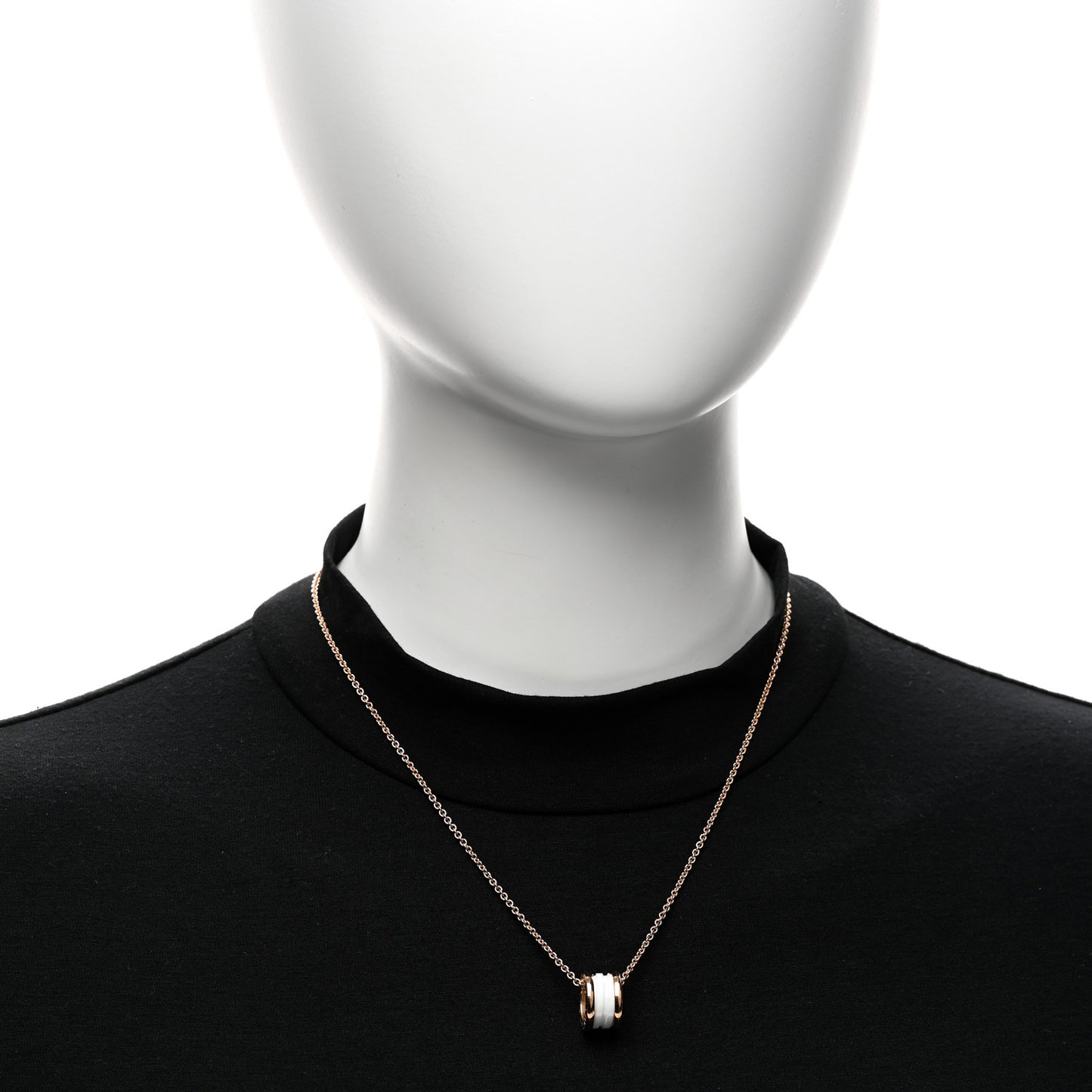 18K Rose Gold White Ceramic B.Zero1 Pendant Necklace