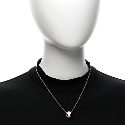 Bulgari 18K Rose Gold White Ceramic B.Zero1 Pendant Necklace 2 of 5