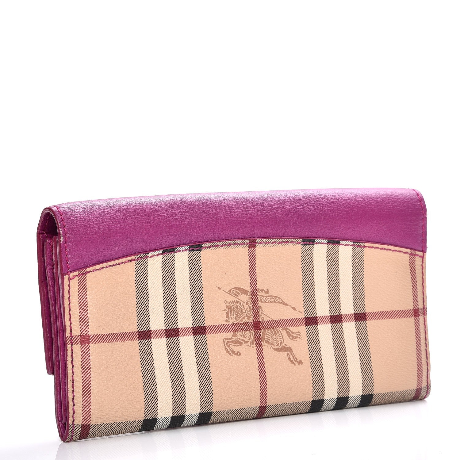 Burberry Calfskin Horseferry Check Porter Continental Wallet Dark Pink 4 of 10