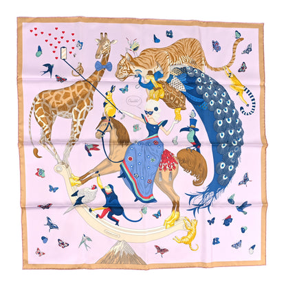 Hermes Silk Story Scarf 90 Rose Nacre Bleu Beige 1 of 4