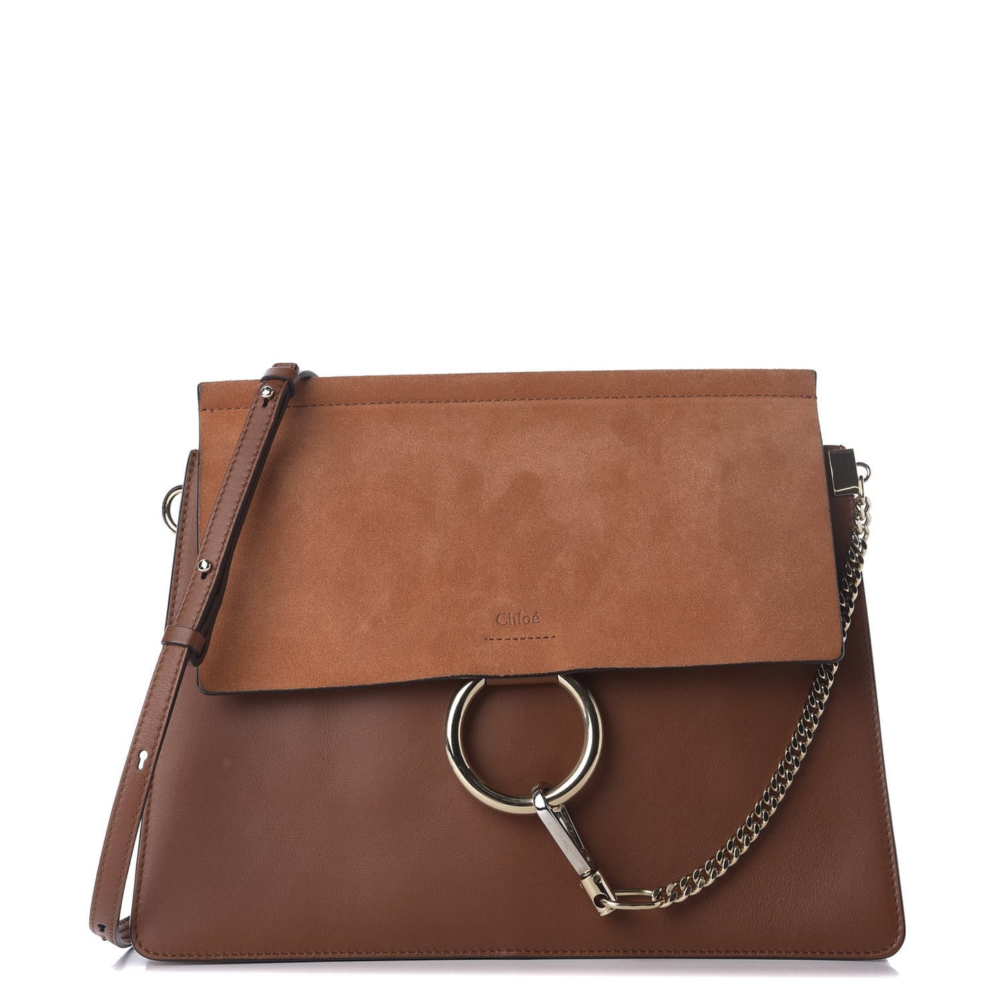 Suede Calfskin Medium Faye Shoulder Bag Tobacco