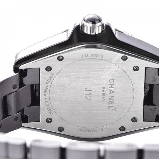 Stainless Steel Ceramic Diamond 38mm J12 Automatic Watch Black