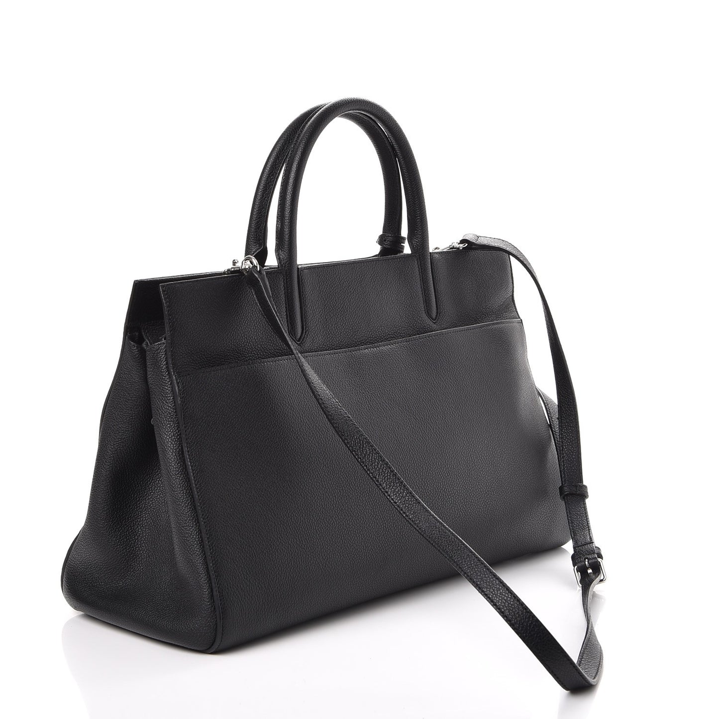 Grained Calfskin Medium Rive Gauche Cabas Black