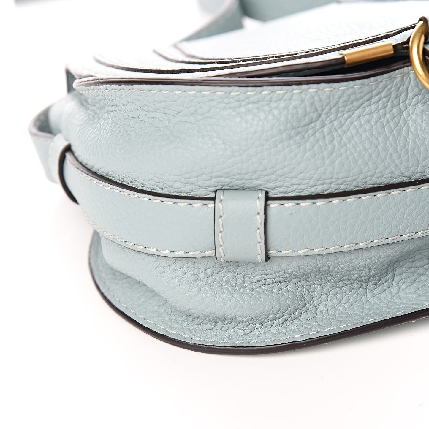 Calfskin Mini Marcie Round Crossbody Bag Faded Blue