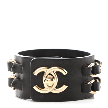 Chanel Lambskin CC Chain Turnlock Bracelet M Brown 1 of 5