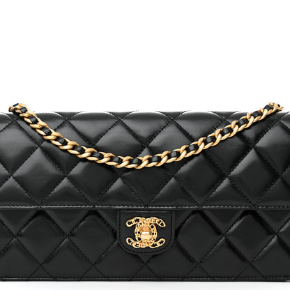 Chanel Shiny Lambskin Quilted Flap Clutch Bag Black 7 of 10