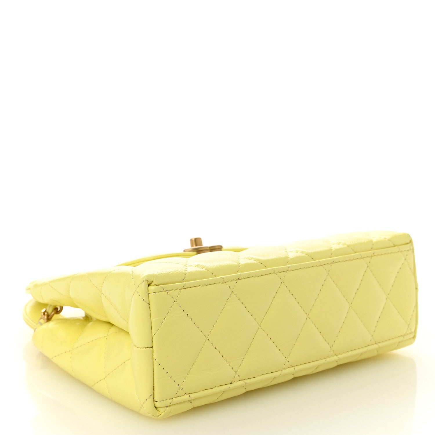 ★シャネルCHANEL Chanel Shiny Aged Calfskin Quilted Nano Kelly Shopper Light Yellow