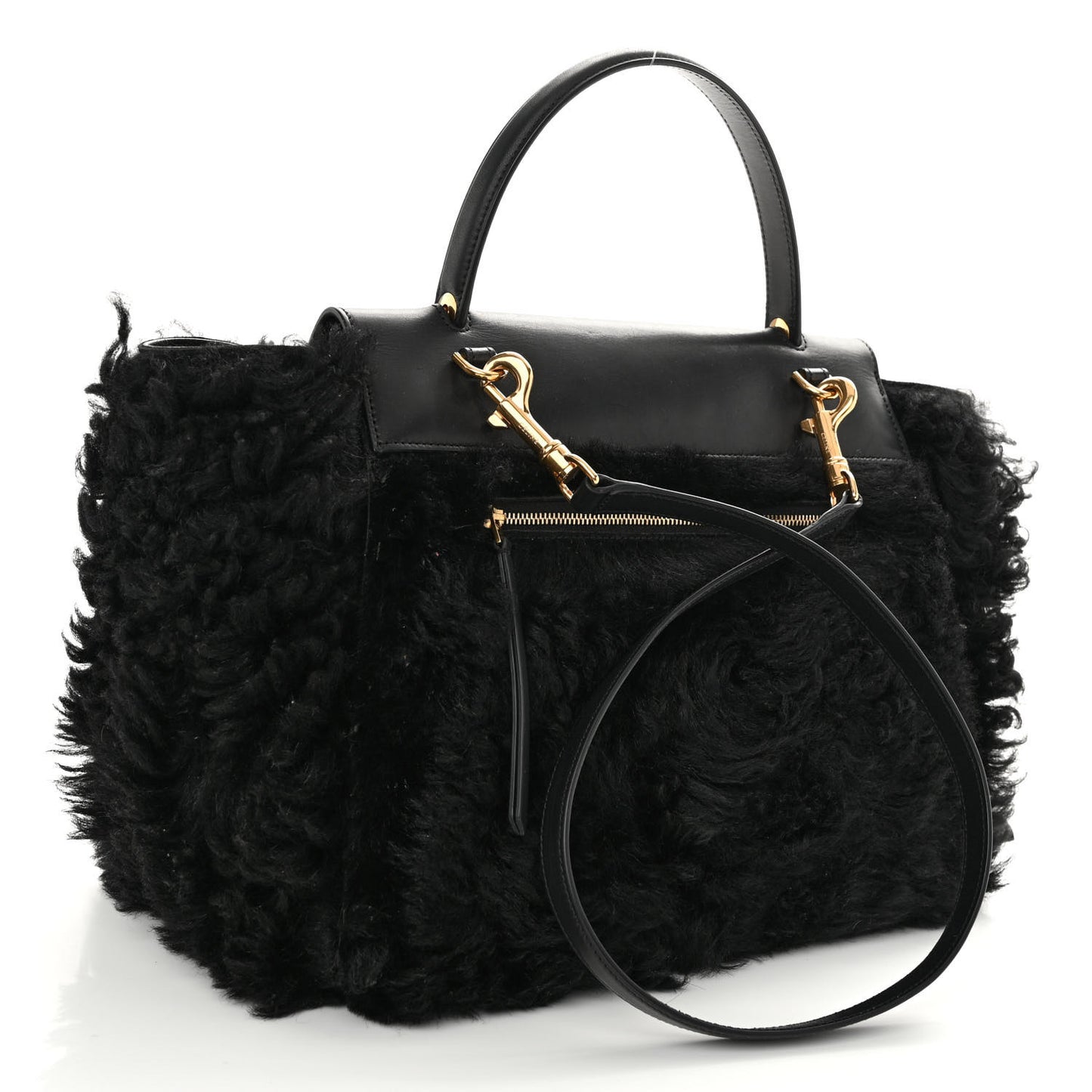 Calfskin Shearling Mini Belt Bag Black