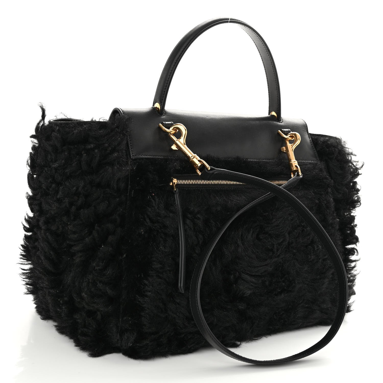 Celine Calfskin Shearling Mini Belt Bag Black 3 of 9