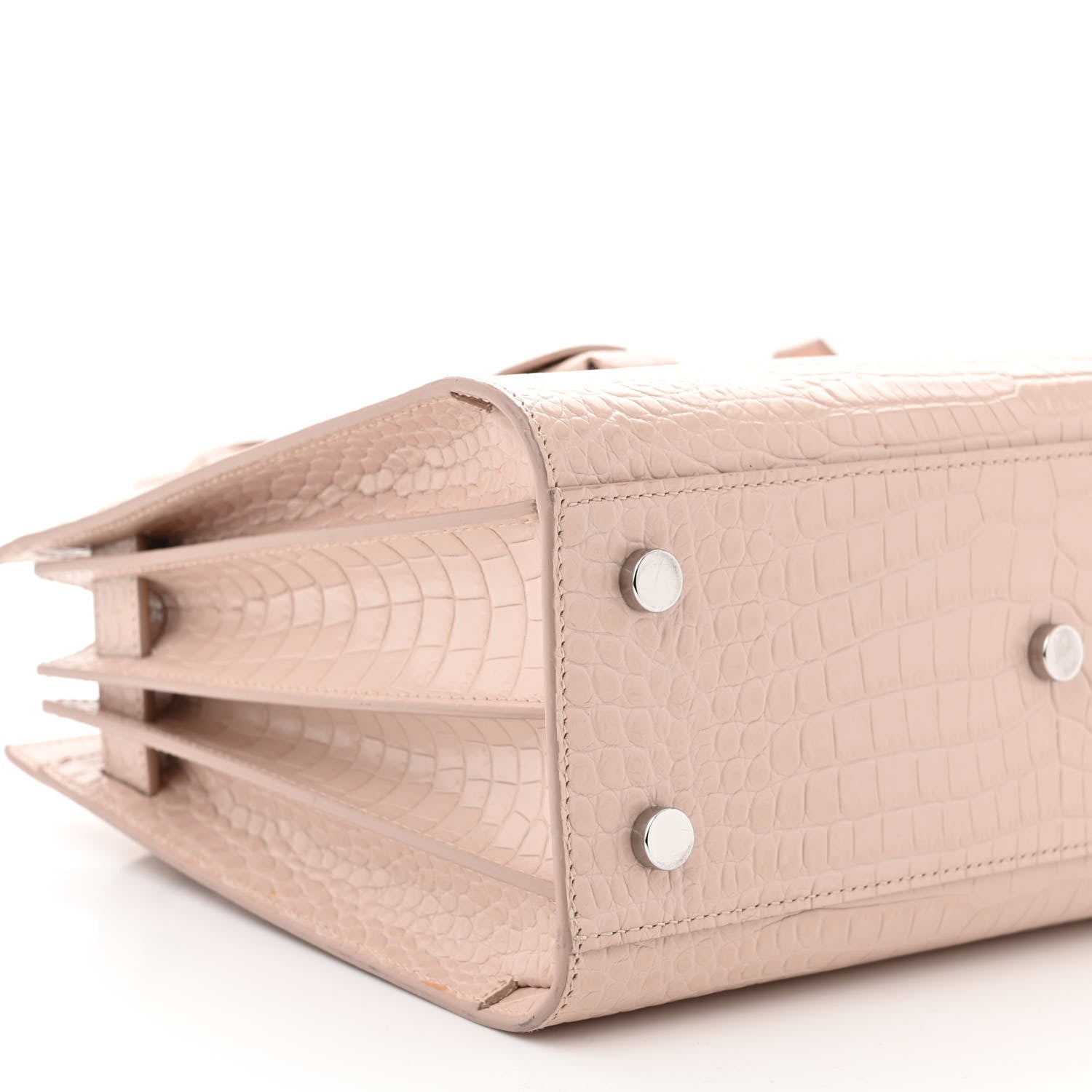 Saint Laurent Calfskin Crocodile Embossed Baby Sac De Jour Rose Antic 9 of 14