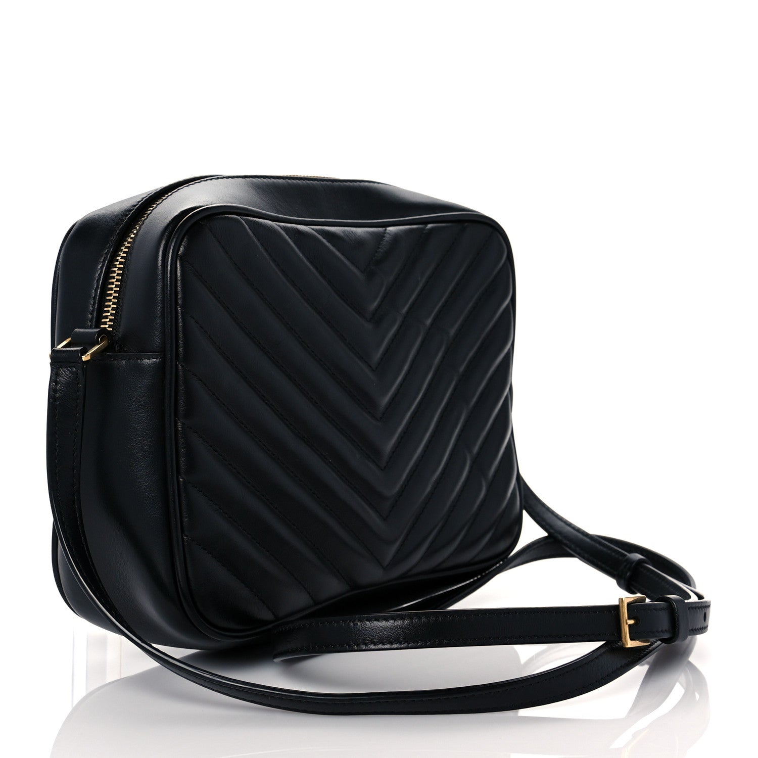 Saint Laurent Calfskin Matelasse Monogram Lou Camera Bag Black 4 of 13