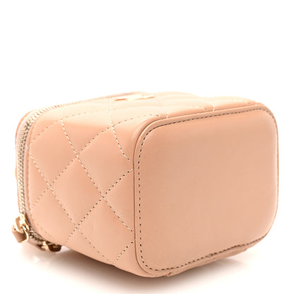 Chanel Lambskin Quilted Top Handle Mini Vanity Case With Chain Beige 4 of 10