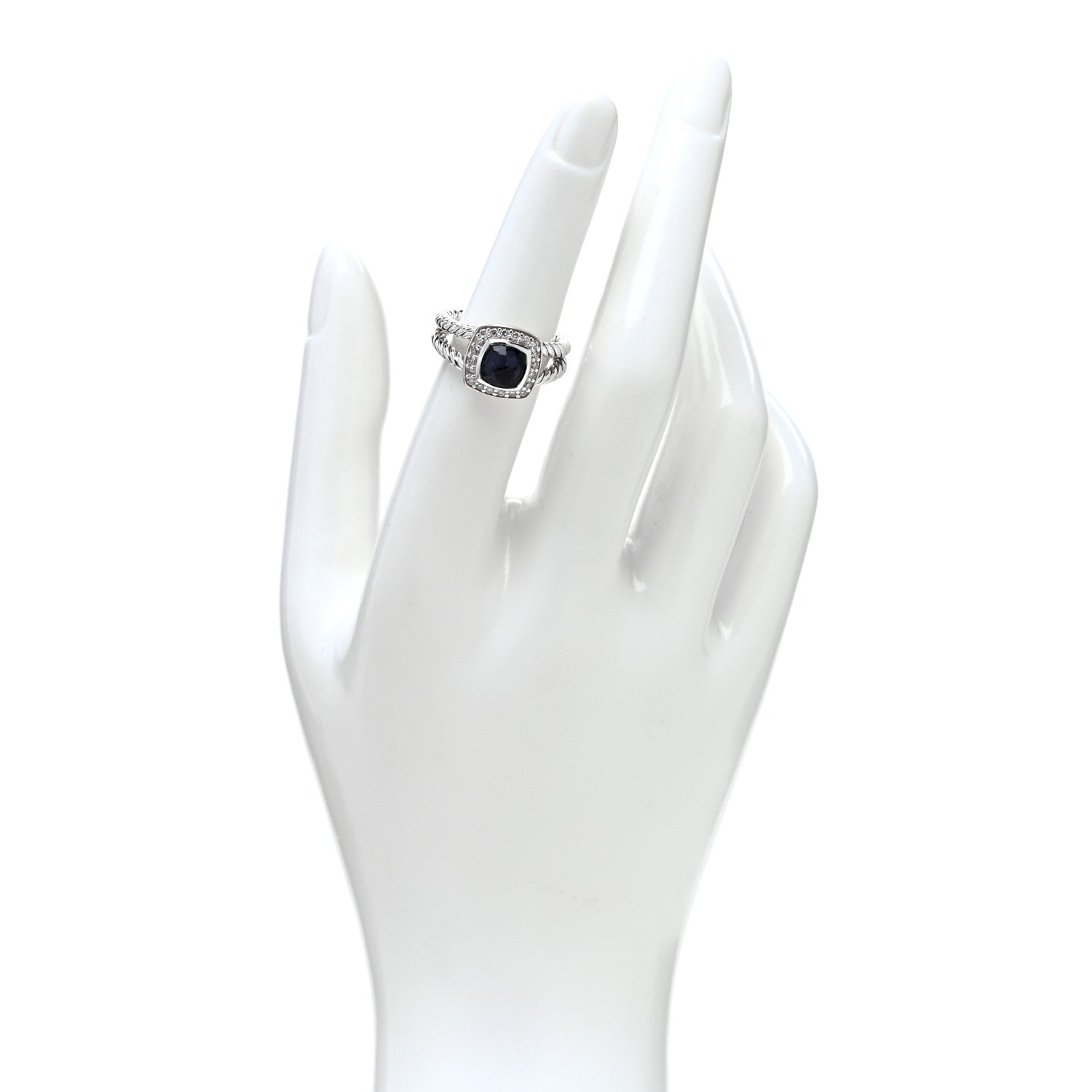 David Yurman Sterling Silver Diamond Black Orchid 7mm Petite Albion Ring 52 6 2 of 4