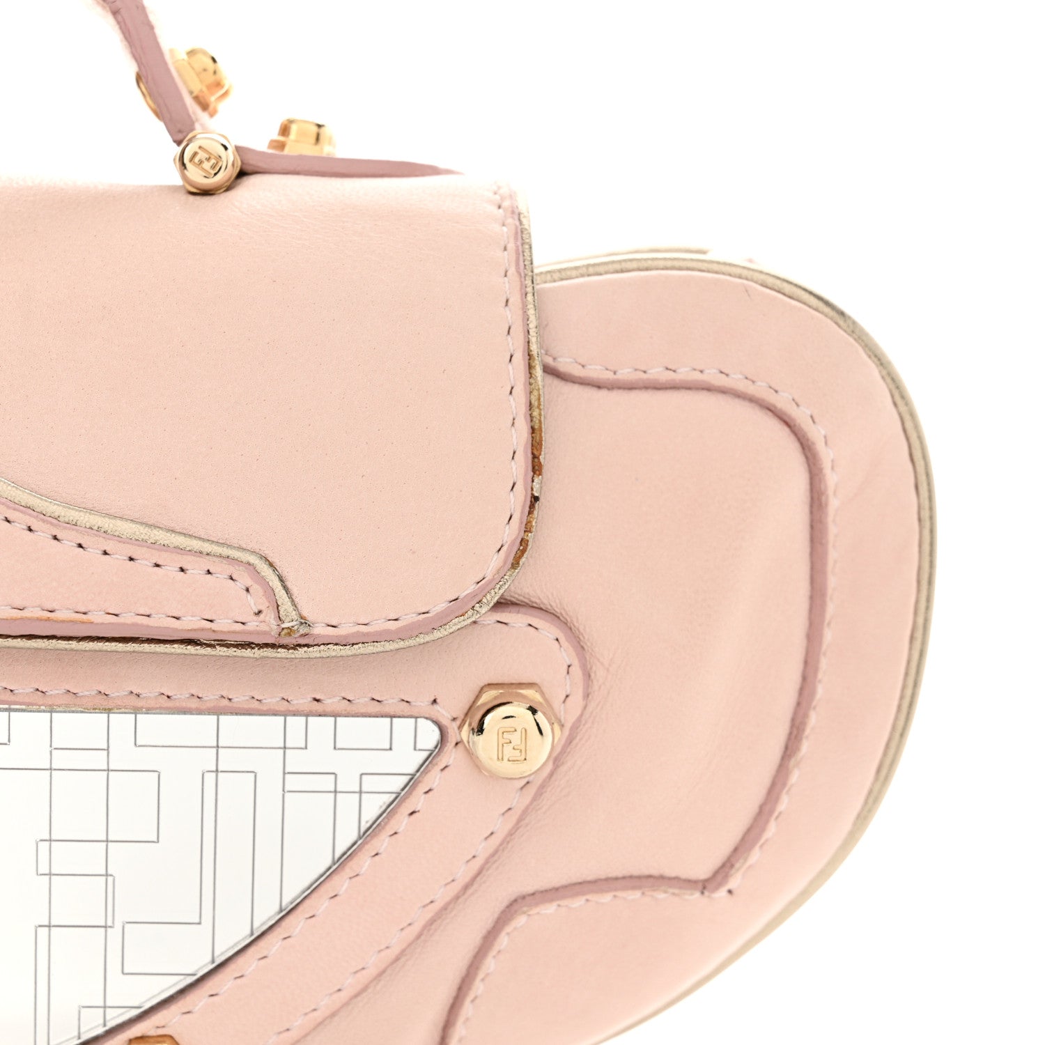 Fendi Nappa Flipping Mini Vanity Mirror Clutch Rose 1541717
