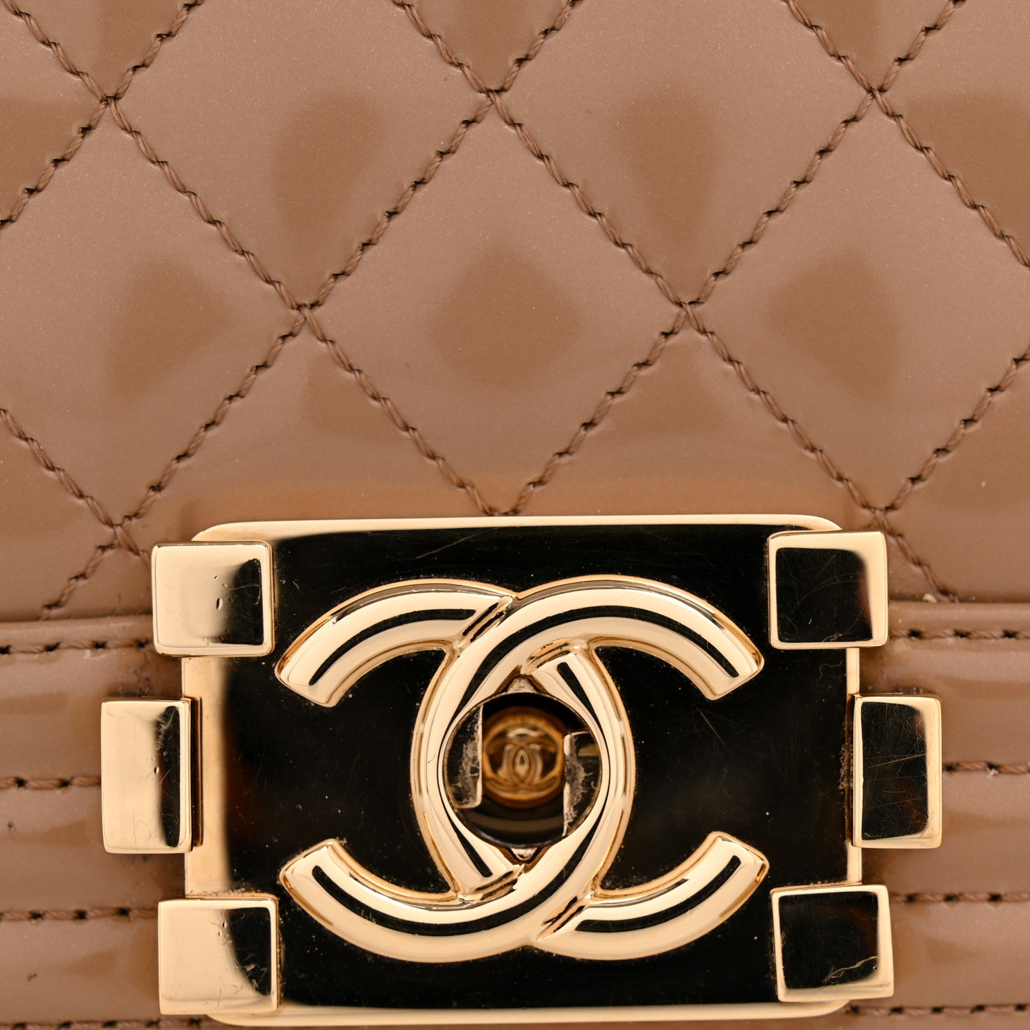 Chanel Iridescent Patent Calfskin New Medium Boy Flap Beige 12 of 12