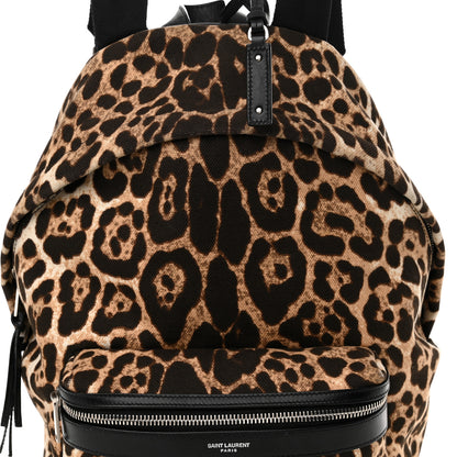 Saint Laurent Canvas Leopard Print City Backpack Light Natural 7 of 10