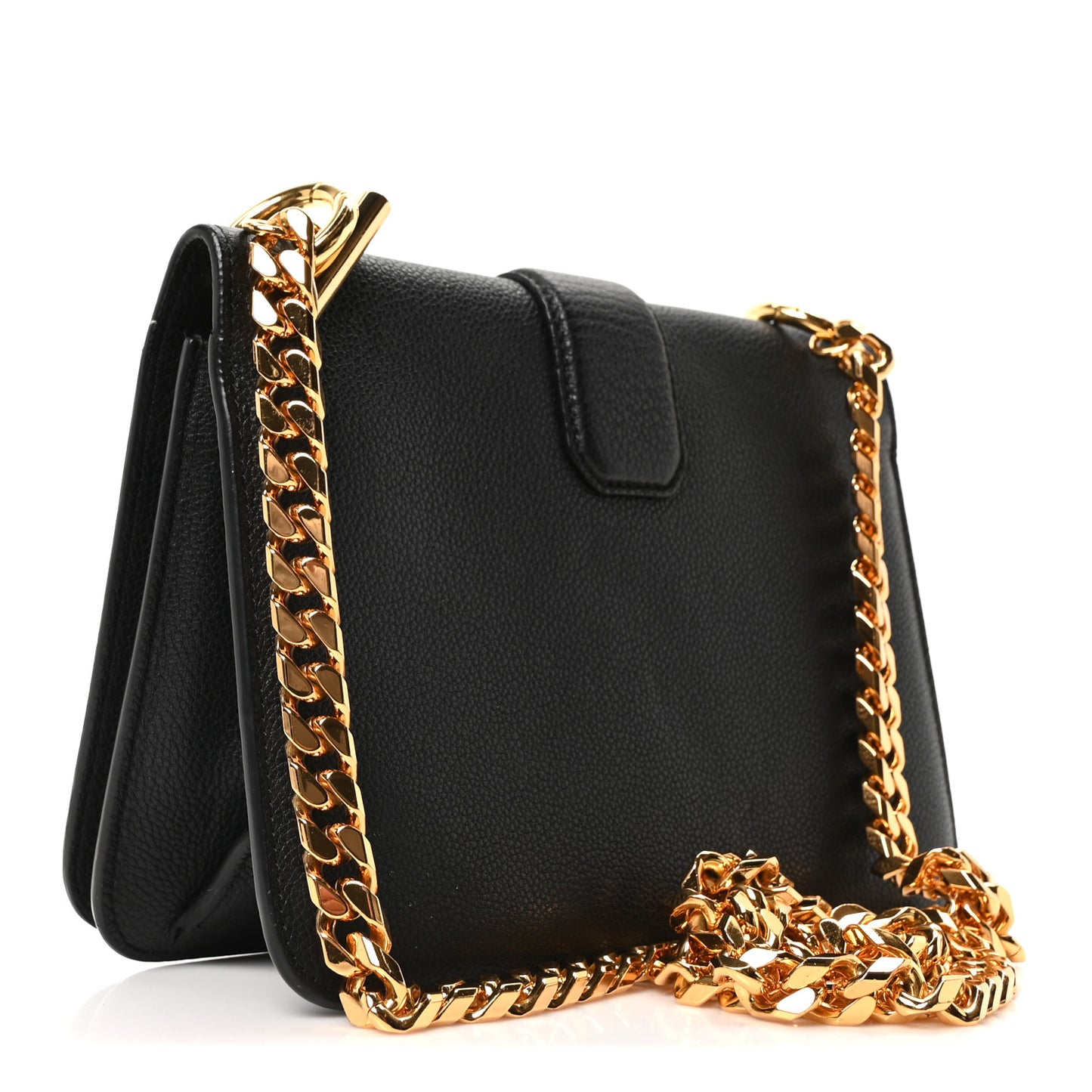 Grained Calfskin Tara Chain Shoulder Bag Black