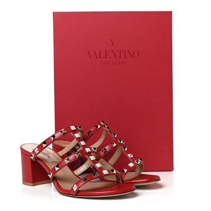 Valentino Garavani Calfskin Rockstud 60mm Caged Slide Sandals 36 Rosso Valentino 13 of 13