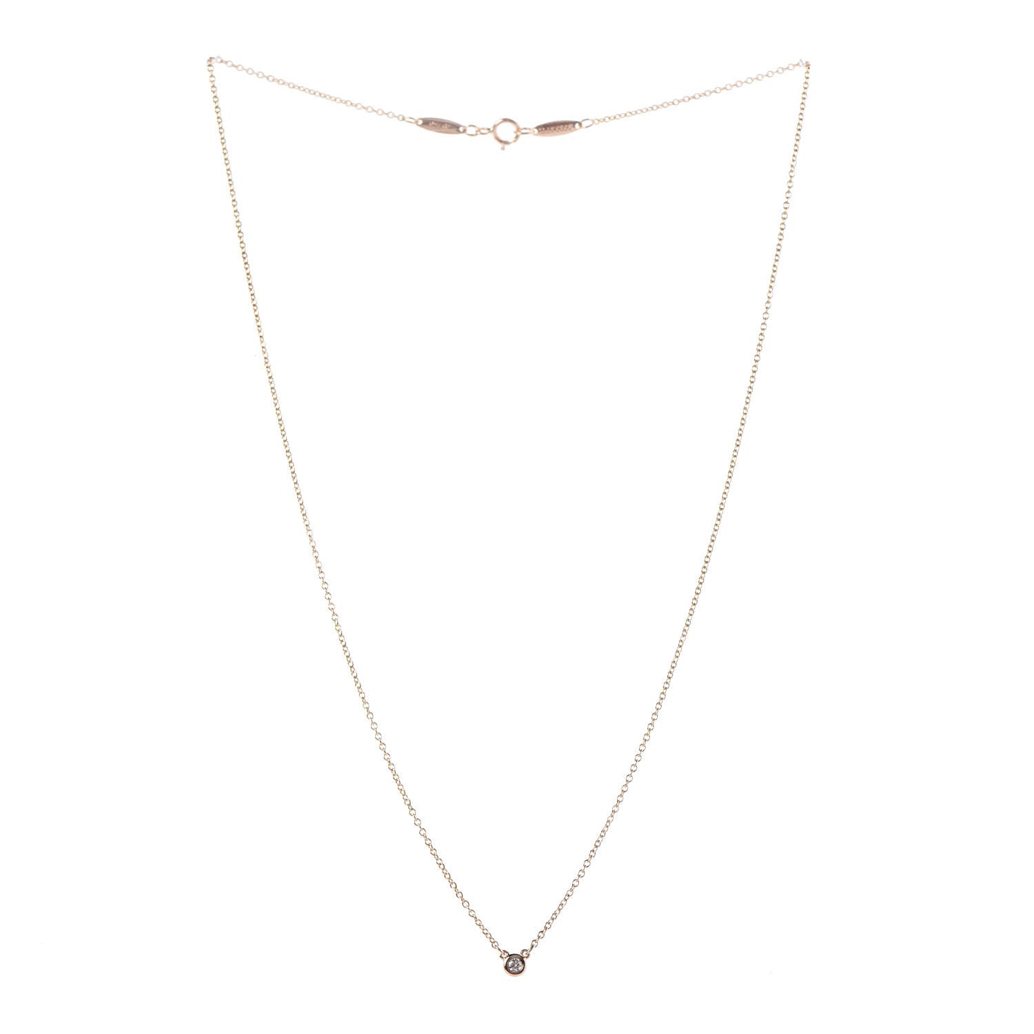Tiffany 18K Yellow Gold Diamond .03ct Elsa Peretti Diamonds by the Yard Pendant Necklace 3 of 5