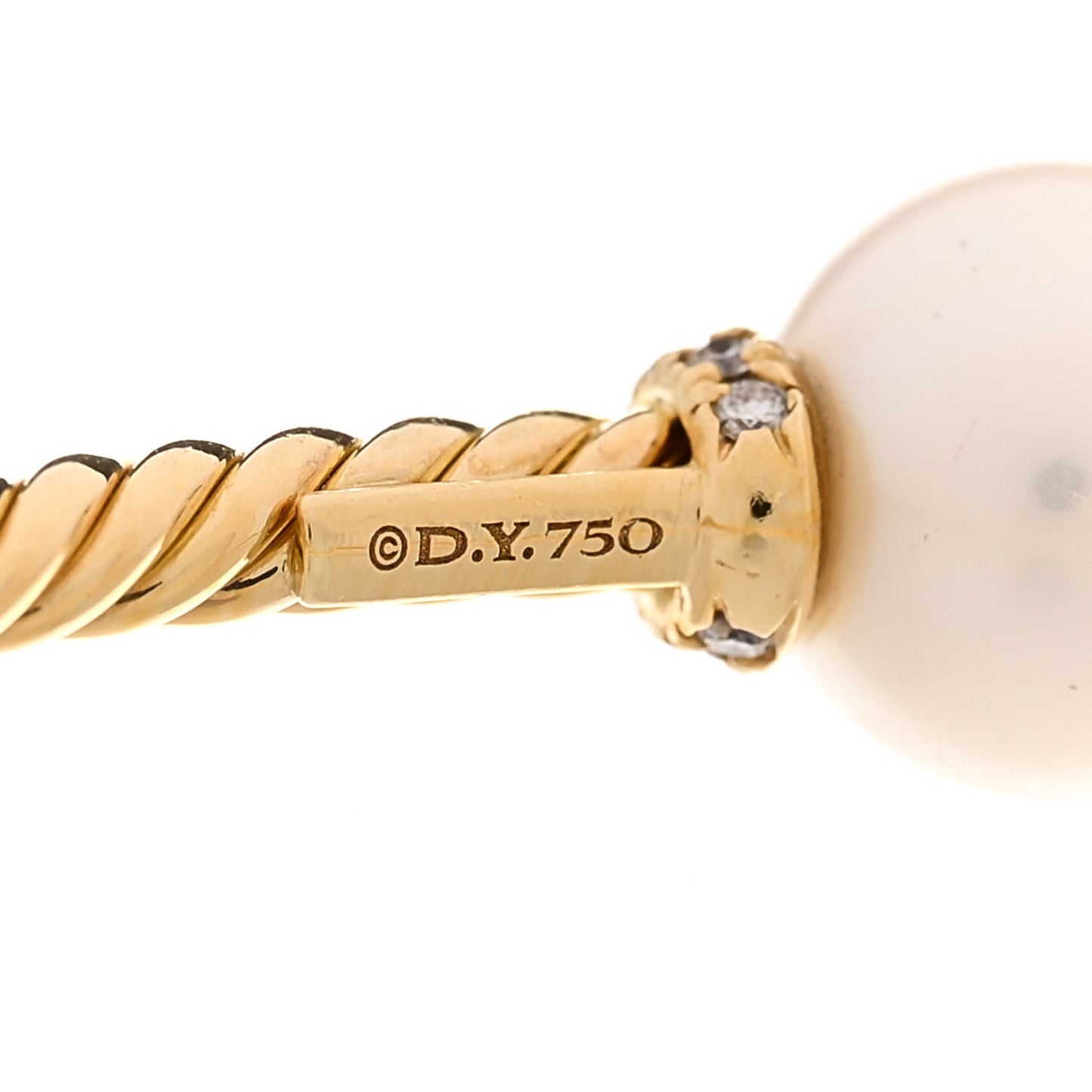 18K Yellow Gold Diamond Pearl 8.5mm Solari Bracelet