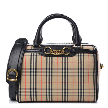Burberry Smooth Calfskin 1983 Knight Check Link Bowling Bag Black 1 of 8
