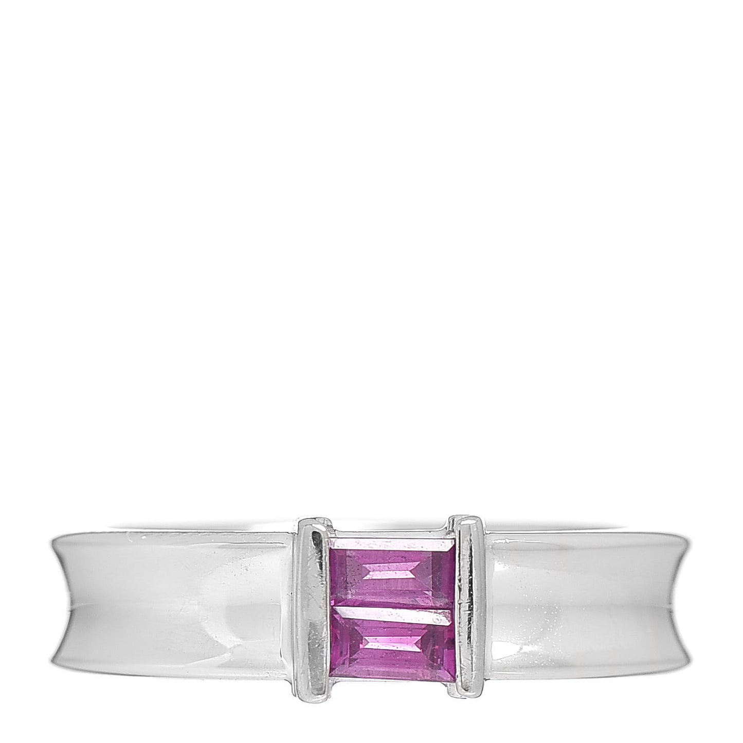18K White Gold Pink Sapphire Stacking Ring 49 4.75