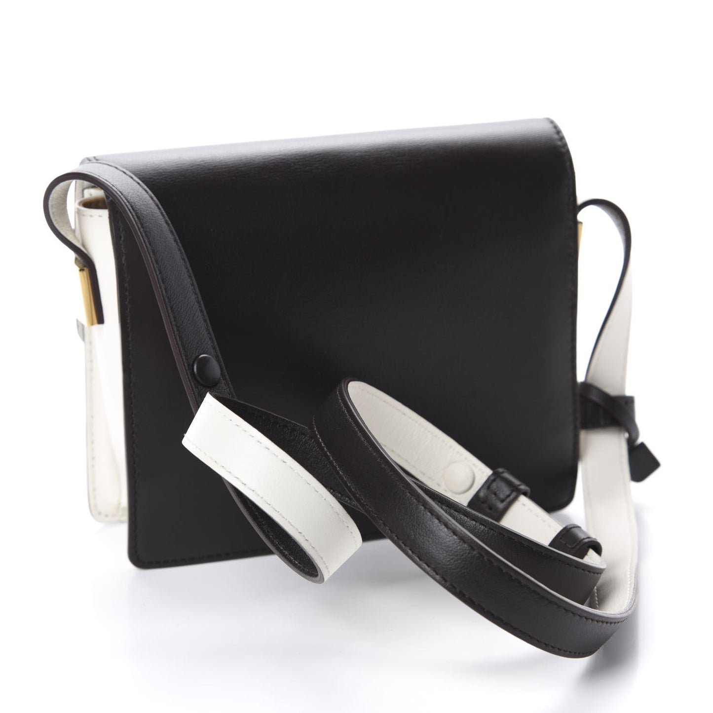 Calfskin Mini Madame Crossbody Dark Brown White