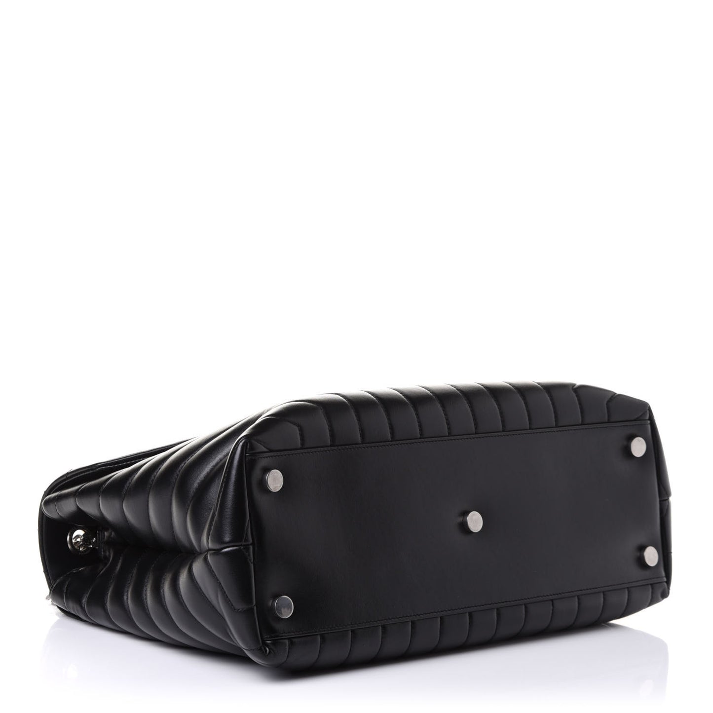 Calfskin Y Quilted Monogram Large Loulou Chain Satchel Black