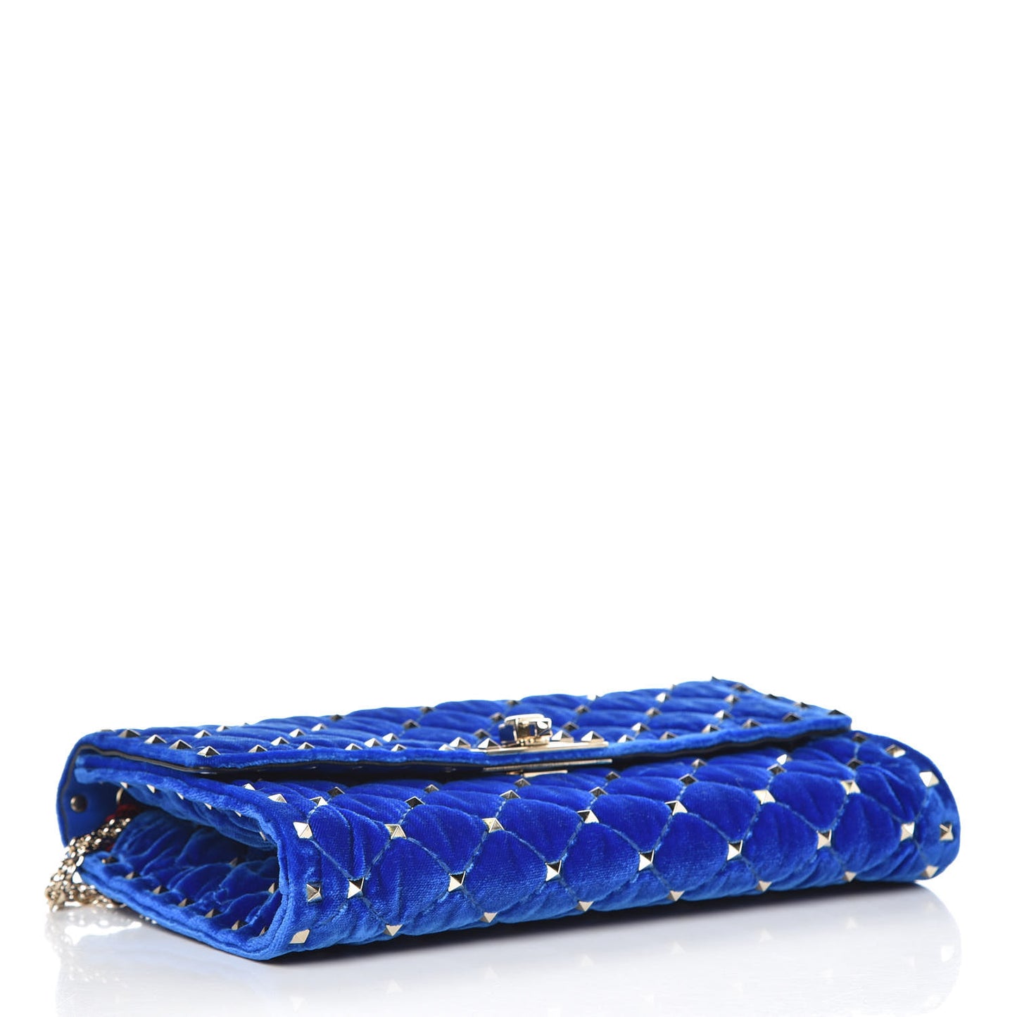 Velvet Rockstud Spike Wallet on Chain Acid Blue