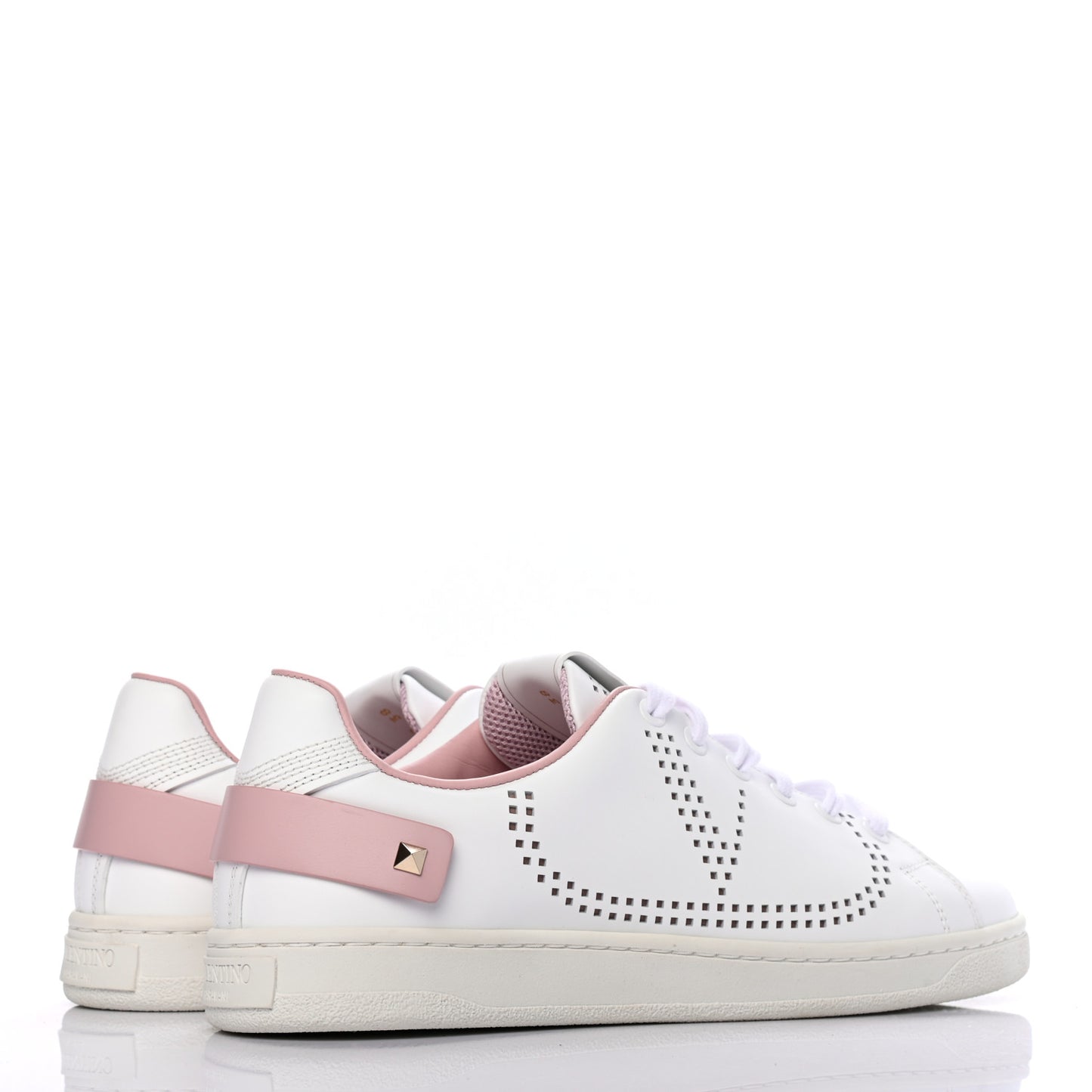 Calfskin Womens Backnet Sneakers 38 White Water Rose