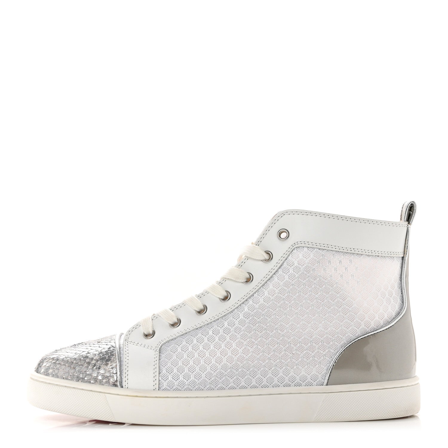 Christian Louboutin Snakeskin Mesh Mens Louis Orlato Flat Sneakers 43.5 Silver 1 of 9